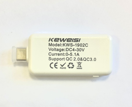 Тестер-анализатор зарядки (Type-C) KEWEISI KWS-1902C (4-30V)