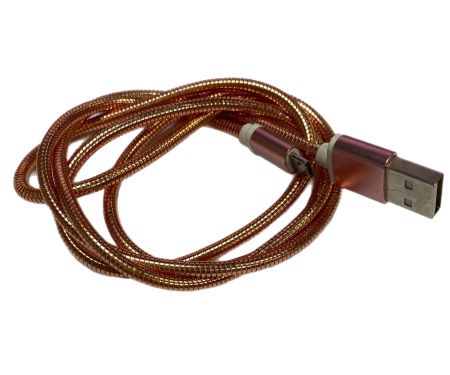 Кабель USB/micro USB (роз. золотистый) 100 см Метал. кабель 