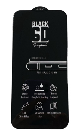 Защитное стекло MOSSILY для iPhone 13 Pro Max/14 Plus (повышенной прочности) 6D черное