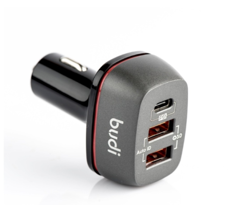 Автомобильное зарядное устройство Budi (CC626TB 3 порта) 2 USB 3,0 порта+Type-C порт 20W