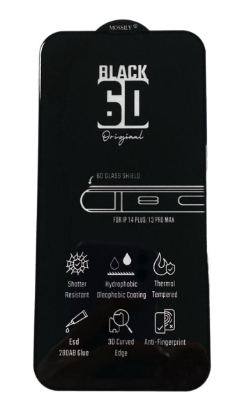 Защитное стекло MOSSILY для iPhone 13 Pro Max/14 Plus (повышенной прочности) 6D черное Защитное стекло MOSSILY для iPhone 13 Pro Max/14 Plus (повышенной прочности) 6D черное