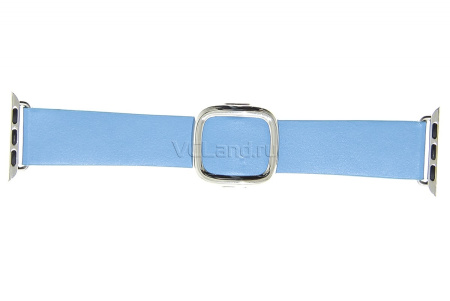 Ремешок для Apple Watch 38mm кожаный с современной застежкой (голубой)