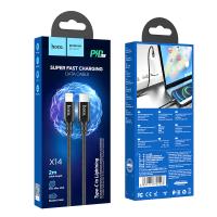 Кабель зарядки Hoco модель X14 Type-C - Lightning 3A - PD 20W 2 метра черный Кабель зарядки Hoco модель X14 Type-C - Lightning 3A - PD 20W 2 метра черный