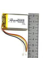 АКБ универсальная PR562438 4x40x24mm 3,7v 500mAh на проводках (3 провода)
