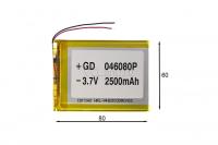 АКБ универсальная Сhina GD 046080p 4,0x60х80mm 3,7v 3000mAh на проводках