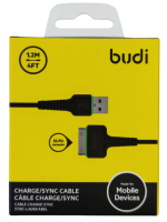 USB кабель Budi DC15i412BS для iPhone 3G/3GS/4/4S Ipad 1/2/3 Ipod 1/2/3 черный 30 pin (1,2m) USB кабель Budi DC15i412BS для iPhone 3G/3GS/4/4S Ipad 1/2/3 Ipod 1/2/3 черный 30 pin (1,2m)