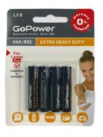 Батарейки солевые GoPower R3 Extra Heavy Duty 1.5V AAA комплект 4шт Батарейки солевые GoPower R3 Extra Heavy Duty 1.5V AAA комплект 4шт