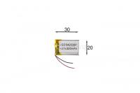 АКБ универсальная Сhina GD 042030p 4,0x20x30mm 3,7v 250mAh на проводках