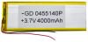 АКБ универсальная Сhina  GD 0455140p 0,4x55x140mm 3,7v 4000mAh на проводках