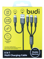 Кабель зарядки USB Type-C Budi DC203T512B 6в1 с перходниками Ligtning-Type-C-Micro   Кабель зарядки USB Type-C Budi DC203T512B 6в1 с перходниками Ligtning-Type-C-Micro