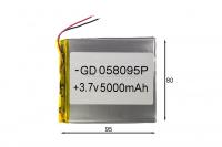 АКБ универсальная Сhina GD 058095p 5,0x80x95mm 3,7v 5000mAh на проводках