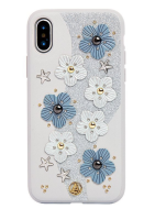 Чехол для iPhone X Luna Aristo FLOWERS (голубой)