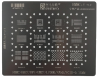 Трафарет AMAOE EMMC:3 для BGA EMMC/EMCP/UFS/UMCP/LPDDR/NAND/PCIE T:0.15мм Трафарет AMAOE EMMC:3 для BGA EMMC/EMCP/UFS/UMCP/LPDDR/NAND/PCIE T:0.15мм