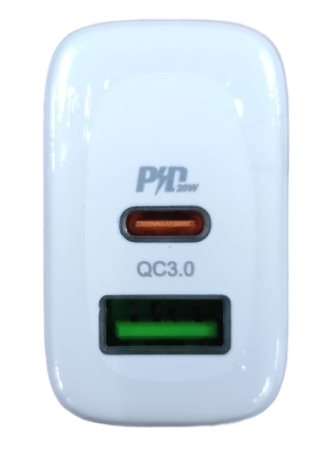Блок зарядки Hoco модель C105A USB/Type-C QC3.0/PD 20W с кабелем Type-C - Lighting белый Блок зарядки Hoco модель C105A USB/Type-C QC3.0/PD 20W с кабелем Type-C - Lighting белый