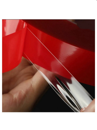 Скотч двухсторонний 10мм (50м) красный