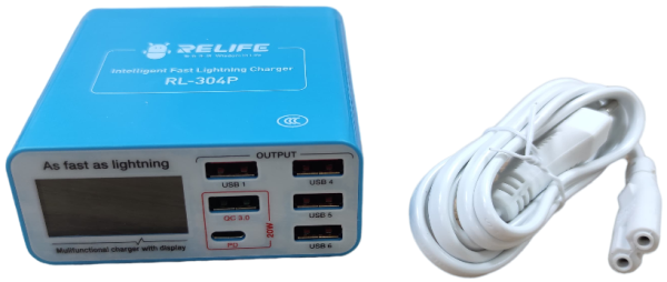 Тестер-анализатор зарядки Relife SS-304P 6 портов USB+Type-C 40W Тестер-анализатор зарядки Relife SS-304P 6 портов USB+Type-C 40W