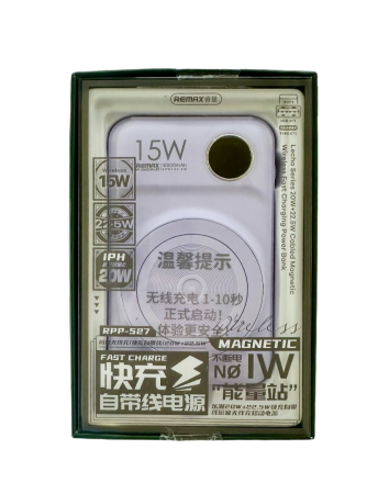 Power Bank Remax RPP-527 3в1 с беспроводной зарядкой 15W Type-C 22.5W Lightning 20W 10000mAh