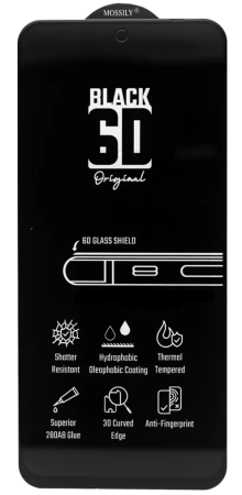 Защитное стекло MOSSILY для Huawei P20 Lite/Nova 3E (повышенной прочности) 6D черное
