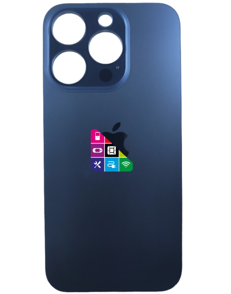 Задняя крышка для iPhone 15 Pro Blue Titanium с большим отверстием под камеру синий