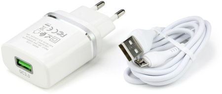 Блок зарядки Hoco с USB кабелем Micro 18W QC3.0 модель C72Q белый цвет