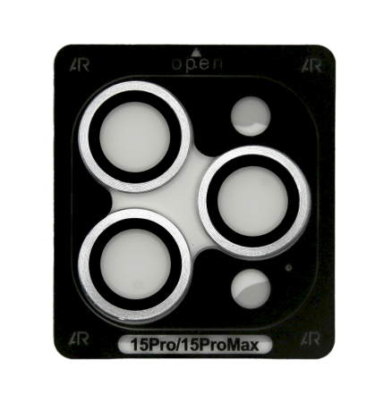 Защитные стекла камер Remax GL-89 для iPhone 15 Pro 15 Pro Max в серебристой рамке