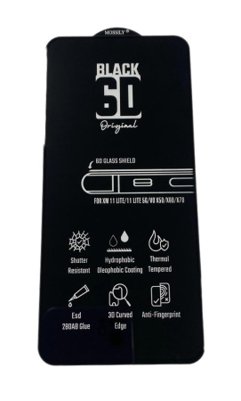 Защитное стекло MOSSILY для Xiaomi Mi 11 Lite (повышенной прочности) 6D черное
