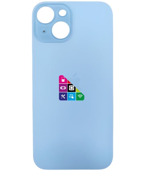 Задняя крышка для iPhone 15 Blue с большим отверстием под камеру голубой