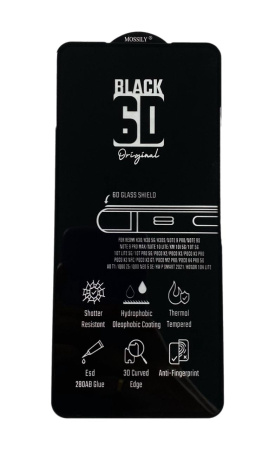 Защитное стекло MOSSILY для Xiaomi Redmi Note 9S/Note 9 Pro/K30/Oppo A53  6D черное
