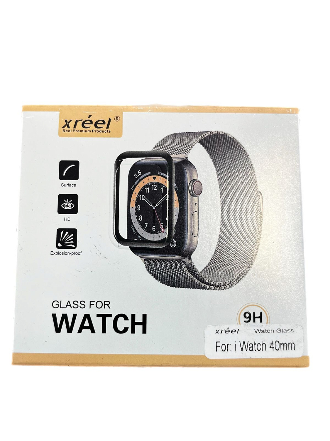 Защитное стекло для часов Apple Watch 40 mm (черное) Xreel