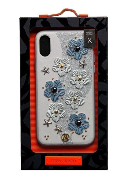 Чехол для iPhone X Luna Aristo FLOWERS (голубой)