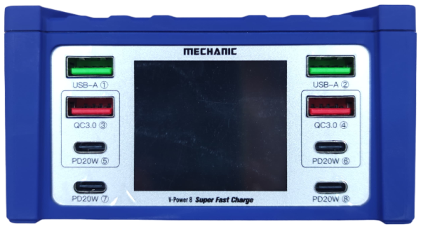 Тестер-анализатор зарядки Mechanic Super Fast Charge V Power 8  8 портов USB+Type-C PD 20W-100W Max