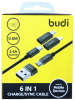 Кабель зарядки Type-C to Type-C Budi DC180A-BLK 6в1 с переходниками Ligtning USB и micro USB 2.4A 60