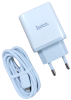 Блок зарядки Hoco модель C105A USB/Type-C QC3.0/PD 20W с кабелем Type-C - Lighting белый Блок зарядки Hoco модель C105A USB/Type-C QC3.0/PD 20W с кабелем Type-C - Lighting белый