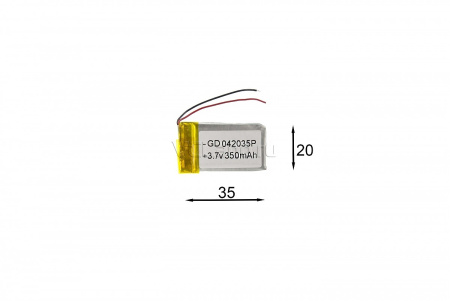 АКБ универсальная Сhina GD 042035p 4,0x20x35mm 3,7v 400mAh на проводках