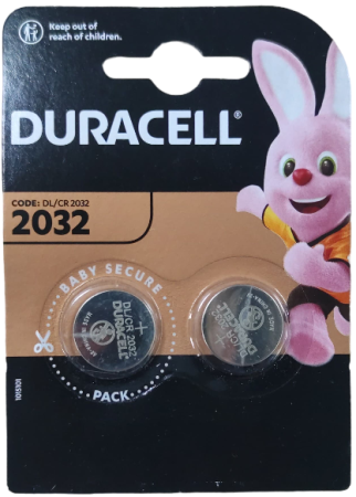 Батарейки литиевые Duracell DL-CR2032 Lithium d=20mm h=3,2mm 3V комплект 2шт
