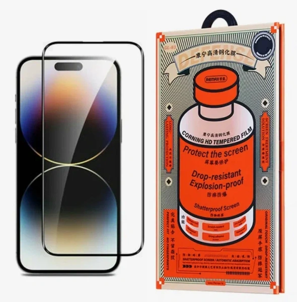 Защитное стекло Remax GL-83 для iPhone 16 Pro Max сверхпрочное закаленное 3D черное Защитное стекло Remax GL-83 для iPhone 16 Pro Max сверхпрочное закаленное 3D черное