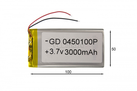 АКБ универсальная Сhina GD 0450100p 4,0x50x100mm 3,7v 3000mAh на проводках