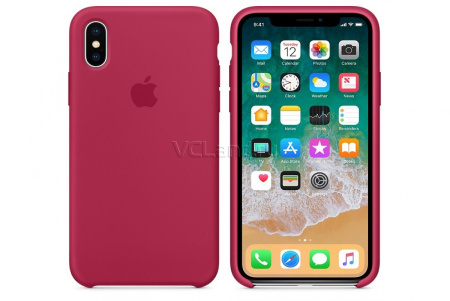 Чехол для iPhone X Silicone Case (Rose Red) силиконовый оригинал