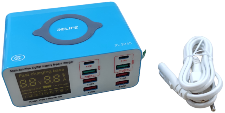 Тестер-анализатор зарядки Relife SS-304S 8 портов USB+Type-C PD 15W-110W
