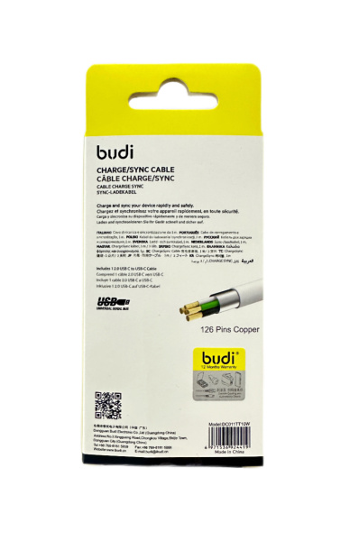 Кабель зарядки Type-C to Type-C Budi DC011TT10W 2.4A 1метр Кабель зарядки Type-C to Type-C Budi DC011TT10W 2.4A 1метр