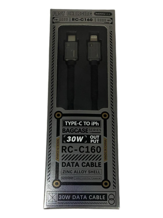 Кабель зарядки Remax модель RC-C160 Type-C - Lightning 3A - PD 30W 1 метр черный
