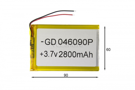 АКБ универсальная Сhina GD 046090p 4,0x60x90mm 3,7v 3000mAh на проводках