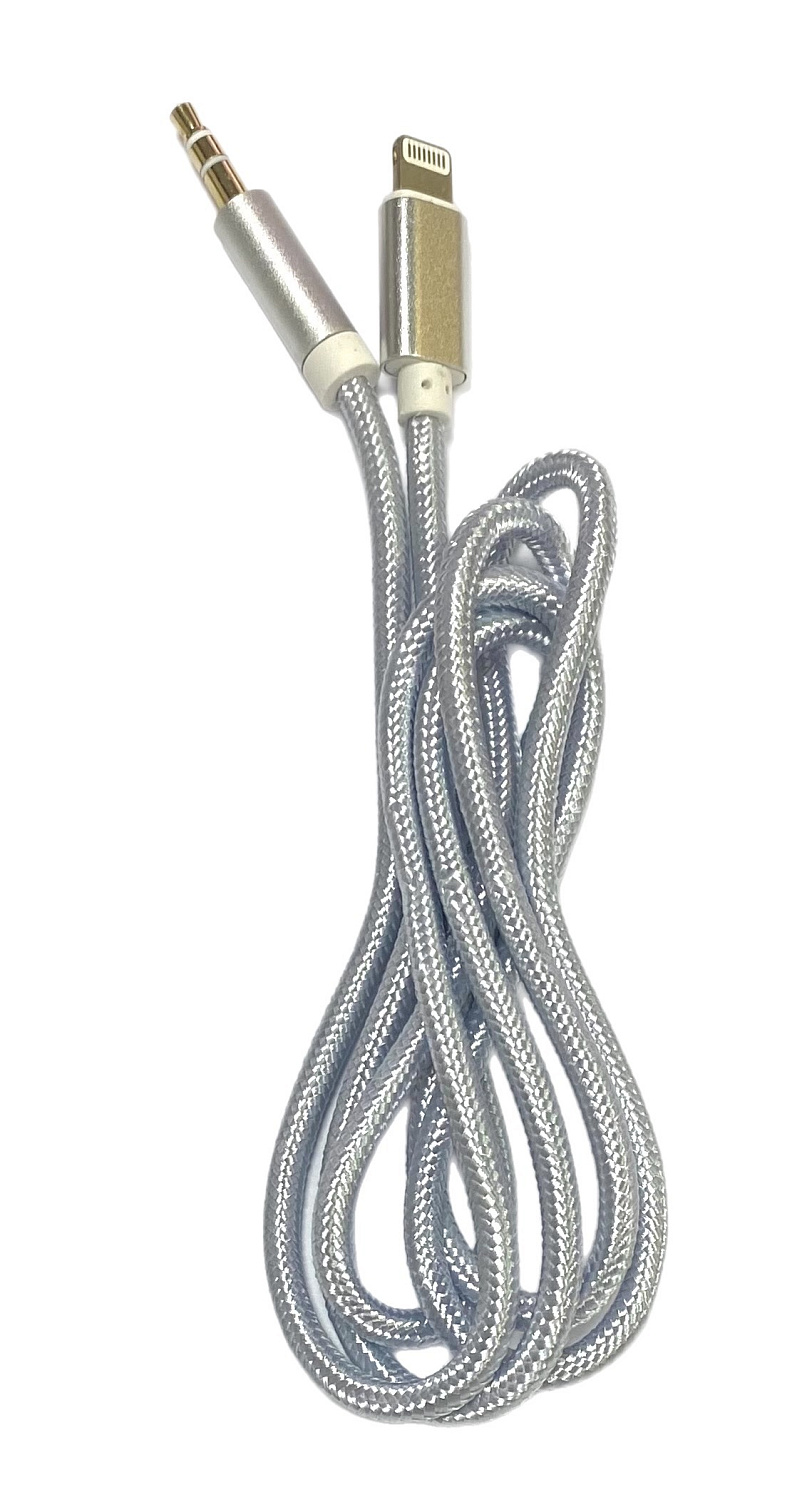Кабель Lightning - Aux Jack 3.5mm для iPhone серебристый