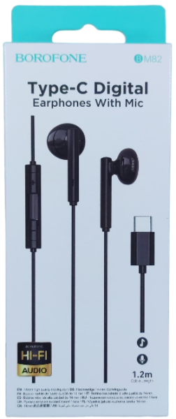 Наушники Borofone модель BM82 Type C с микрофоном и кнопками громкости Наушники Borofone модель BM82 Type C с микрофоном и кнопками громкости