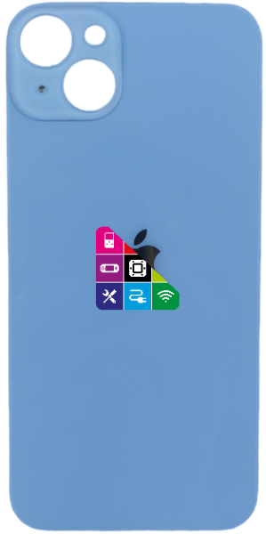 Задняя крышка для iPhone 14 Plus, голубая, с большим отверстием под камеру