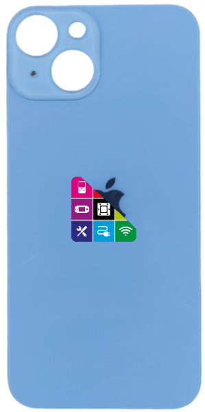 Задняя крышка для iPhone 14, голубая, с большим отверстием под камеру