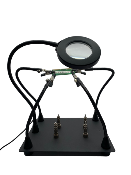 Держатель для плат универсальный TE-808 с магнитными зажимами, лупой и подсветкой LED