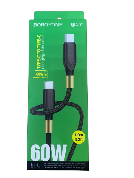 Кабель зарядки Borofone модель BX92 60W Type-C Type-C 1 метр Кабель зарядки Borofone модель BX92 60W Type-C Type-C 1 метр