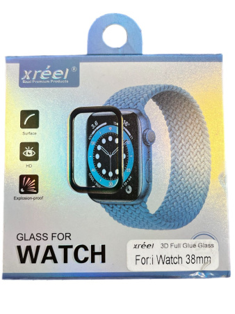 Защитное стекло для часов Apple Watch 38 mm (черное) Xreel