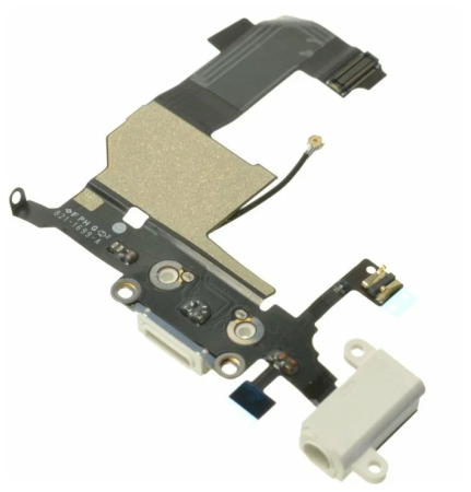 Шлейф для iPhone 5 с разъемом зарядки и аудио разъемом белый